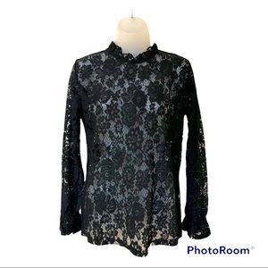 Black Lace Sheer Top